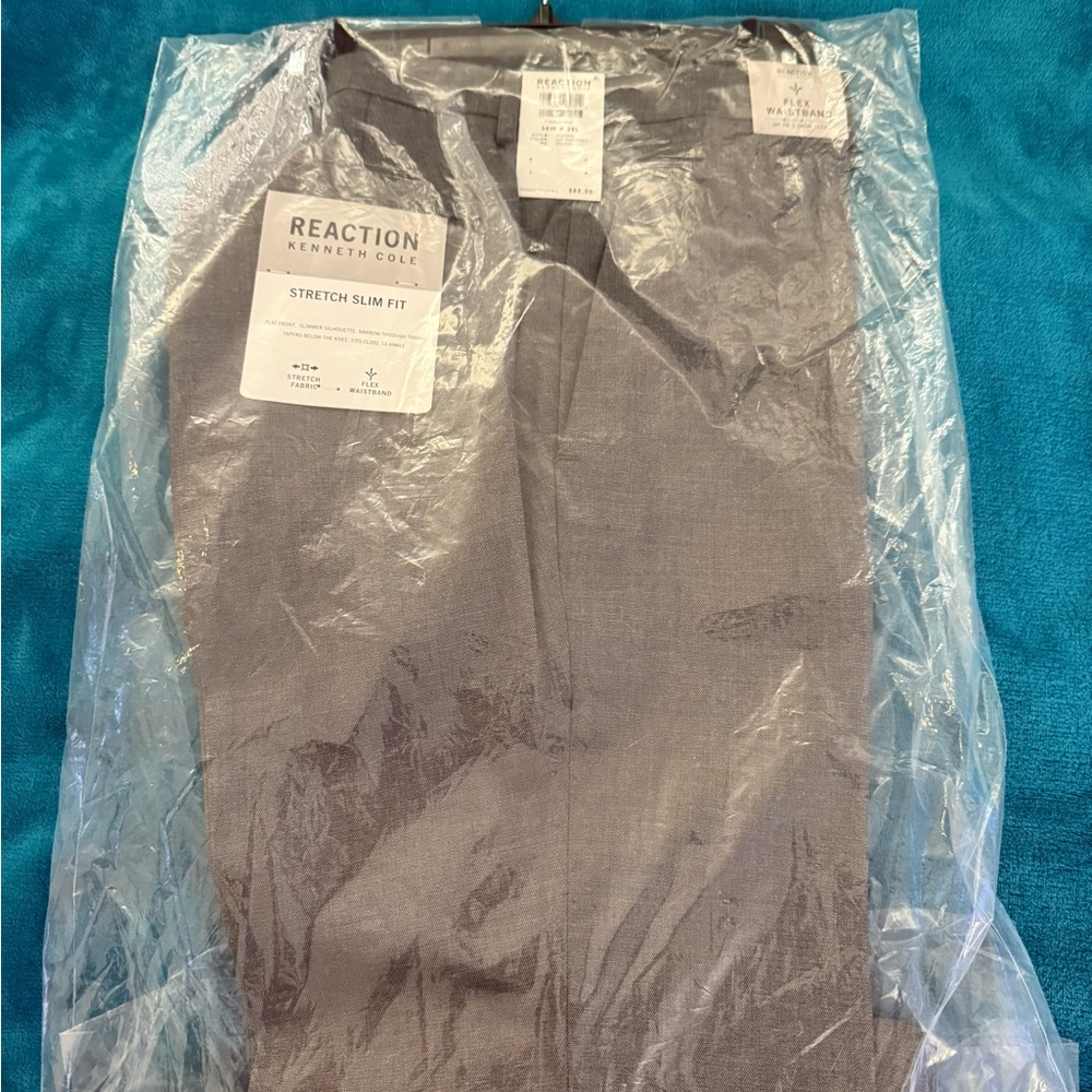 Kenneth Cole Reaction Charcoal Stretch Slim Fit Trousers